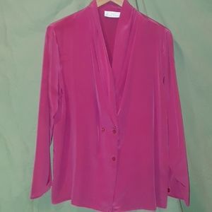 Anna Kriste Plunging Satin Blouse